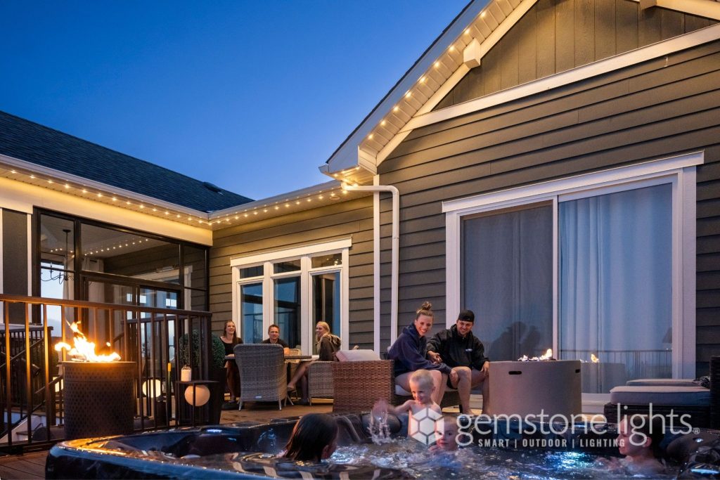 Gemstone Lights in the back yard